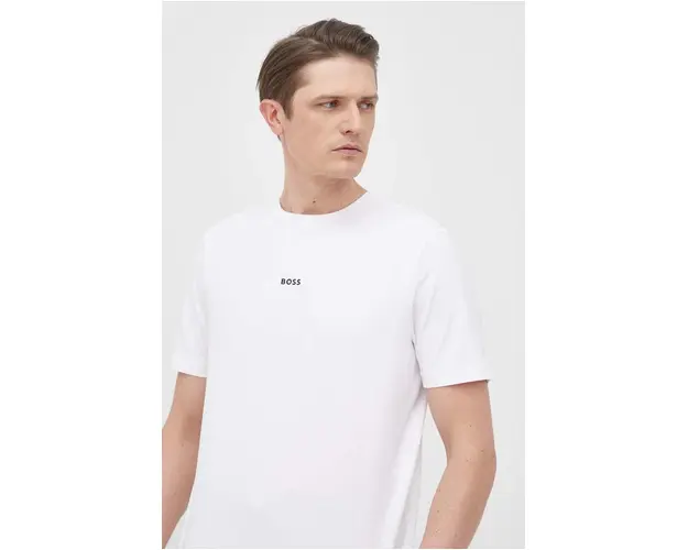 BOSS tricou BOSS ORANGE barbati, culoarea alb, neted, 50473278