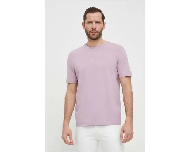 BOSS tricou BOSS ORANGE barbati, culoarea violet, neted, 50473278