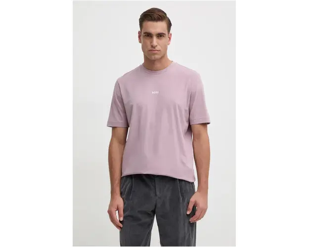 BOSS tricou BOSS ORANGE barbati, culoarea violet, neted, 50473278