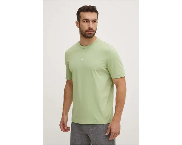 BOSS tricou BOSS ORANGE barbati, culoarea verde, neted, 50473278