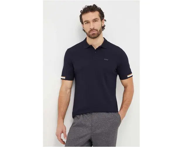 BOSS polo de bumbac culoarea negru, uni 50467113