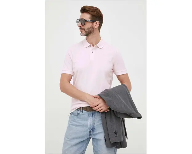 BOSS polo de bumbac culoarea roz, uni 50468301