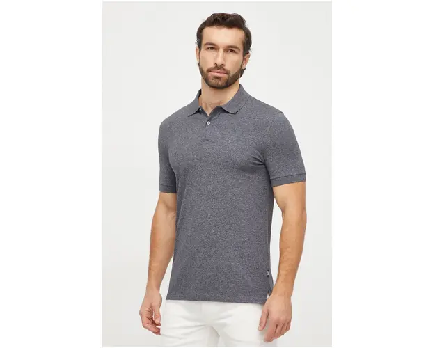 BOSS polo de bumbac culoarea gri, uni 50468301