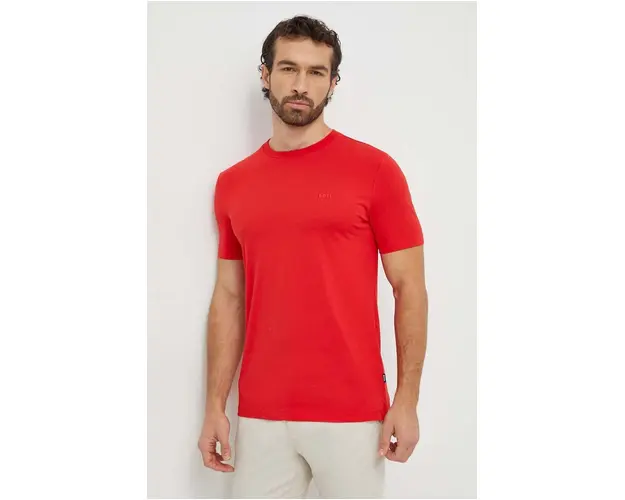 BOSS tricou din bumbac barbati, culoarea rosu, uni 50468347