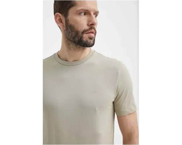 BOSS tricou din bumbac barbati, culoarea bej, uni 50468347