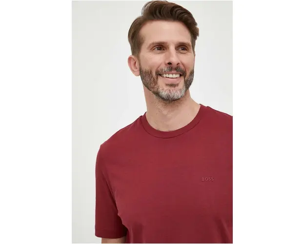 BOSS tricou din bumbac barbati, culoarea bordo, uni 50468347