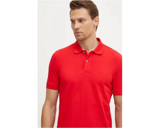 BOSS polo de bumbac culoarea rosu, uni, 50468362