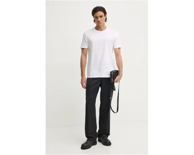 BOSS tricou din bumbac barbati, culoarea alb, neted