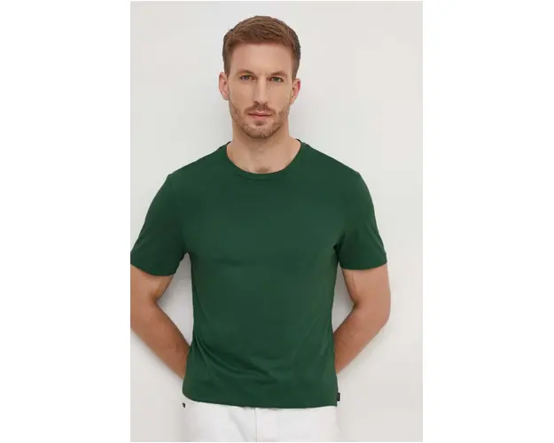 BOSS tricou din bumbac barbati, culoarea verde, uni 50468395