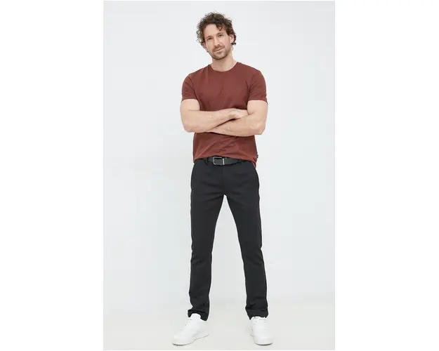 BOSS tricou din bumbac barbati, culoarea maro, uni 50468395