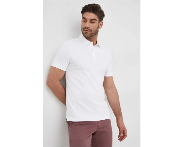 BOSS polo de bumbac culoarea alb, uni 50471335