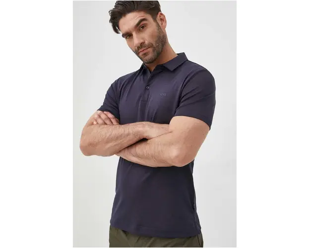 BOSS polo de bumbac culoarea bleumarin, uni 50471335