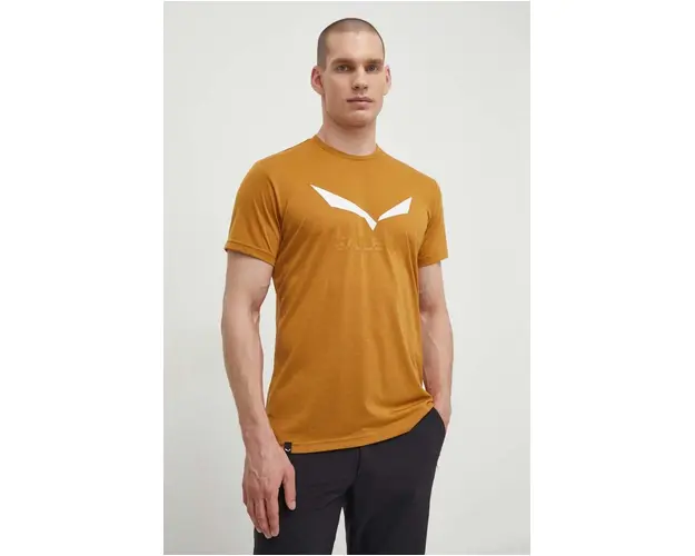Salewa tricou sport Solidlogo culoarea maro, cu imprimeu