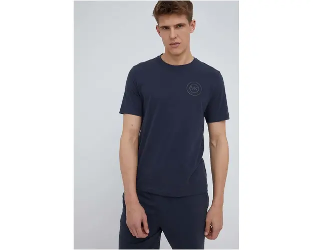 Michael Kors tricou din bumbac culoarea albastru marin, neted