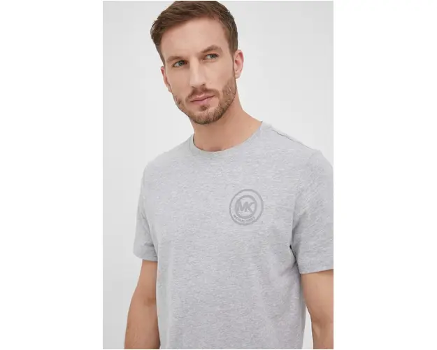 Michael Kors tricou din bumbac culoarea gri, neted