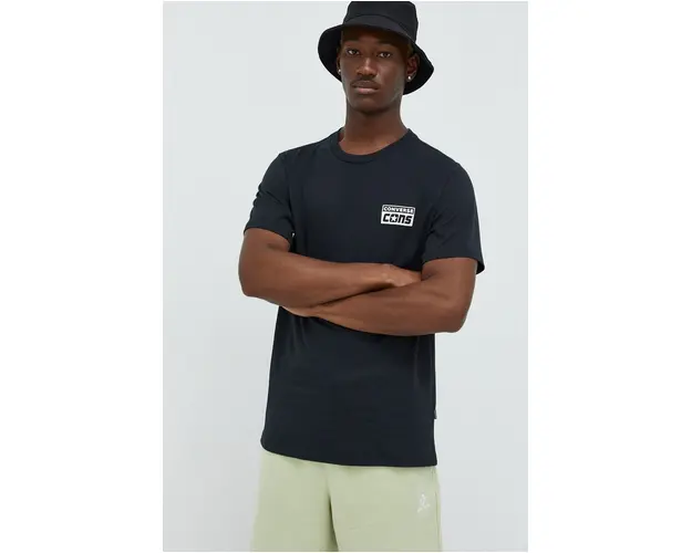 Converse tricou din bumbac culoarea negru, cu imprimeu 10021134.A01-001