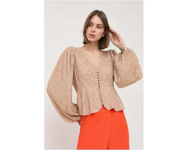 Notes du Nord bluza femei, culoarea bej, cu imprimeu