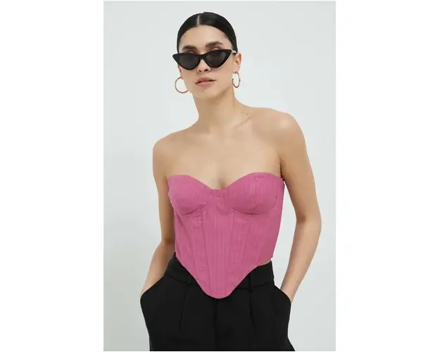 Bardot top femei, culoarea violet, modelator