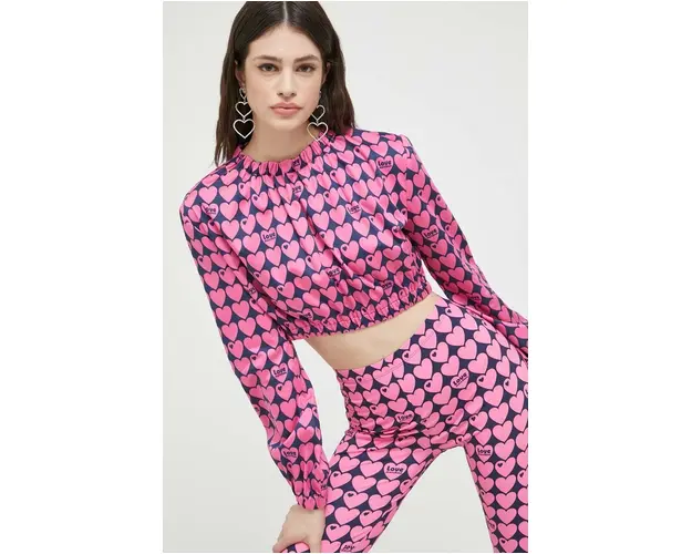 Love Moschino bluza femei, culoarea roz, modelator