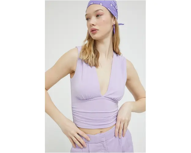 Abercrombie & Fitch bluza femei, culoarea violet, neted