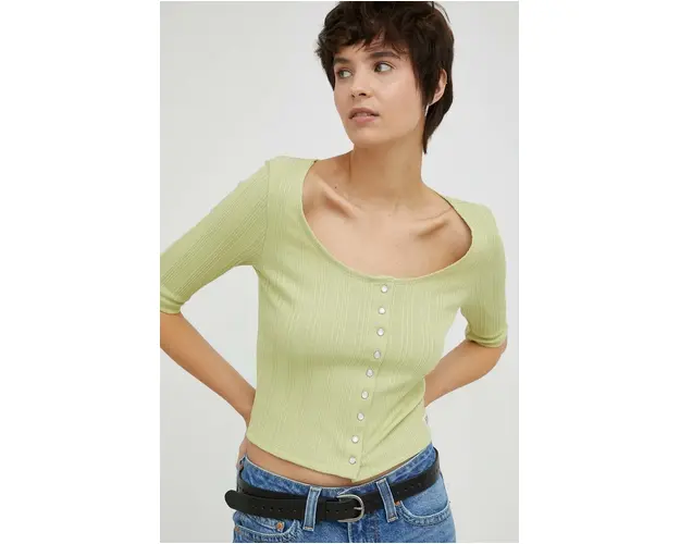 Levi's bluza femei, culoarea verde, neted