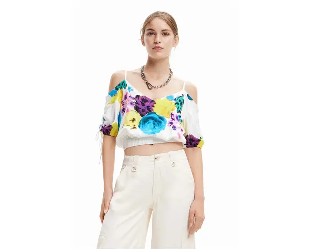 Desigual bluza femei, culoarea alb, modelator
