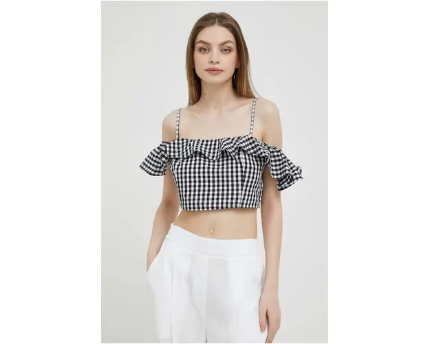 United Colors of Benetton top din amestec de in culoarea negru, modelator