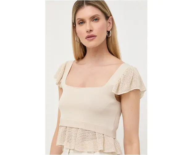 Marella bluza femei, culoarea bej, neted