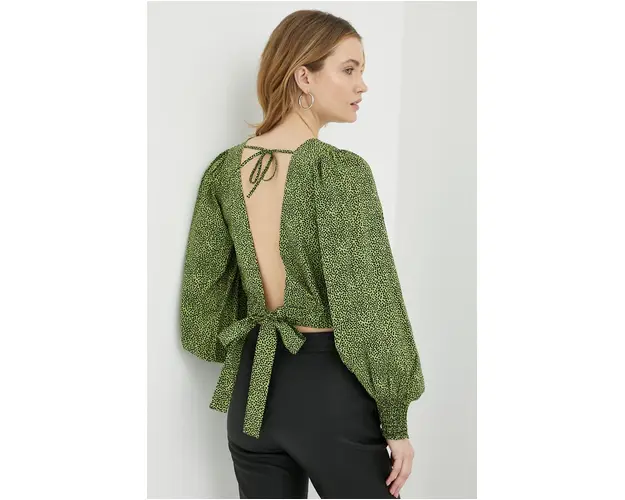 Gestuz bluza din bumbac Calliope femei, culoarea verde, modelator