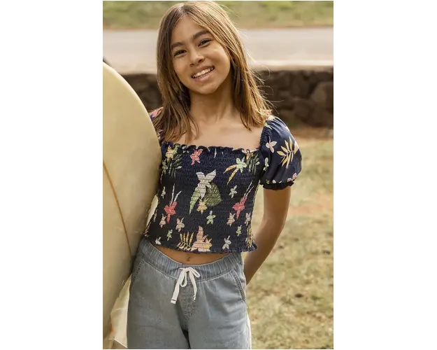 Roxy bluza de bumbac pentru copii culoarea albastru marin, modelator