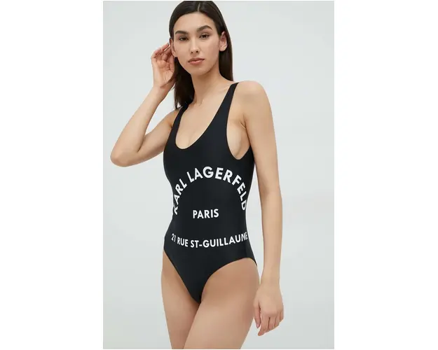 Karl Lagerfeld costum de baie culoarea negru, cupa moale