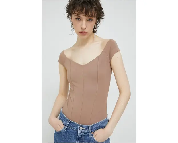Abercrombie & Fitch body femei, culoarea bej