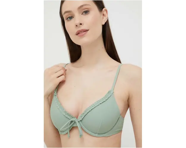 Hollister Co. sutien de baie culoarea verde, cupa usor rigidizata