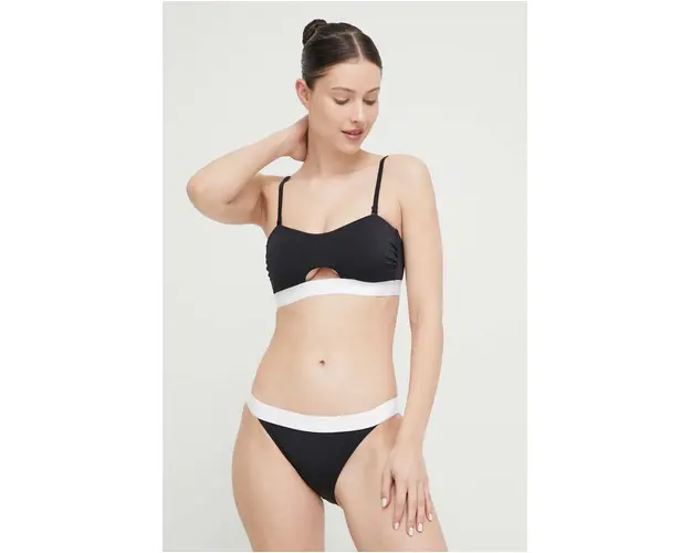 Fila costum de baie din doua piese culoarea negru, cupa usor rigidizata