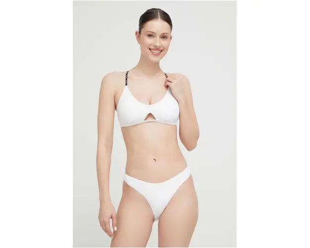 Fila costum de baie din doua piese culoarea alb, cupa usor rigidizata