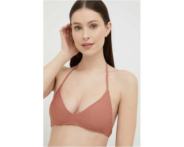 Roxy sutien de baie culoarea maro, cupa usor rigidizata
