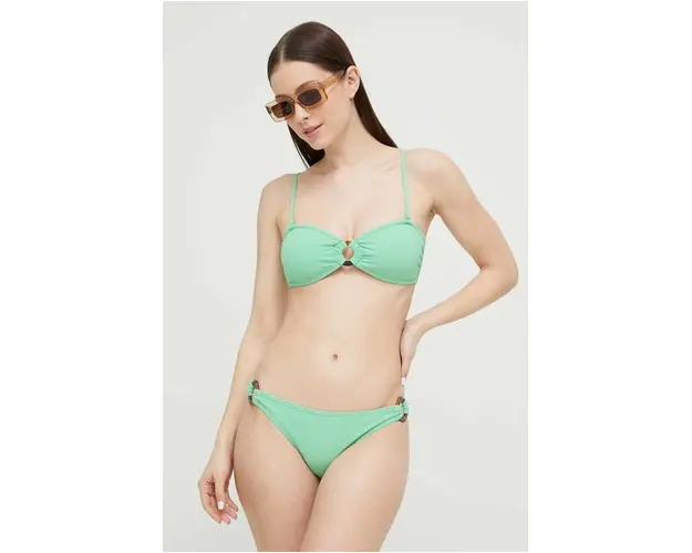 Roxy costum de baie din doua piese culoarea verde, cupa usor rigidizata