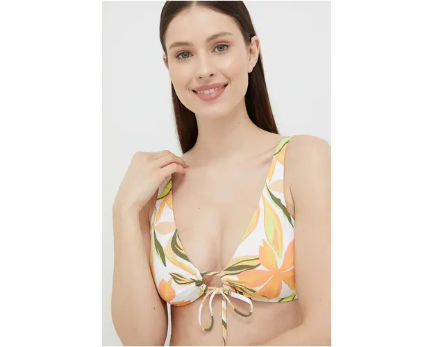 Roxy sutien de baie culoarea alb, cupa usor rigidizata