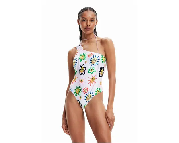 Desigual costum de baie dintr-o bucata culoarea alb, cupa moale