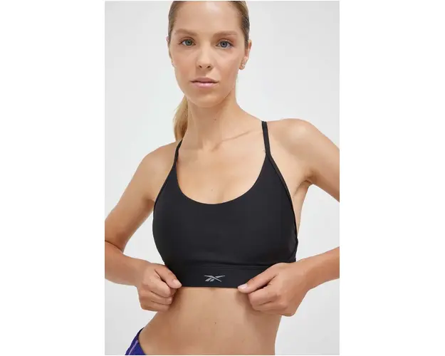 Reebok sutien sport Lux culoarea negru, neted