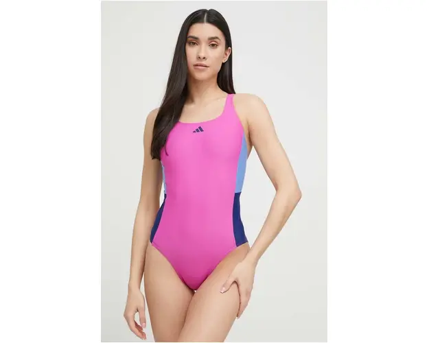 adidas Performance costum de baie dintr-o bucata Colorblock culoarea roz, cupa moale