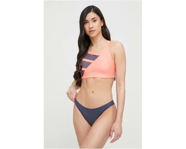 adidas Performance costum de baie din doua piese Big Bars culoarea portocaliu, cupa usor rigidizata