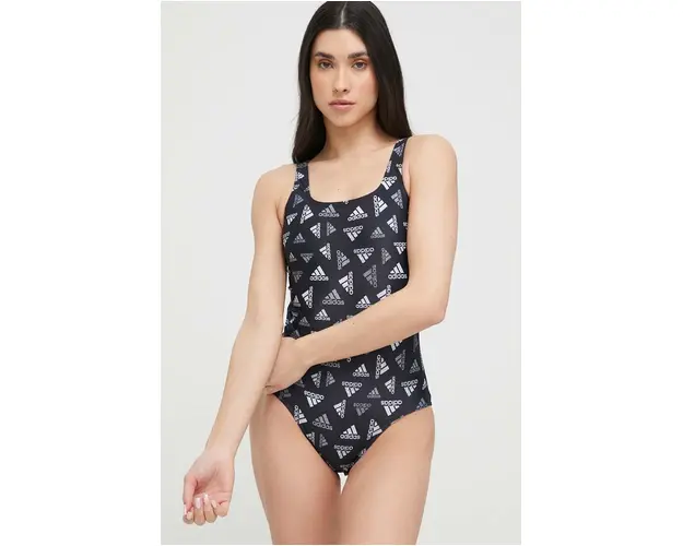 adidas Performance costum de baie dintr-o bucata culoarea negru, cupa moale