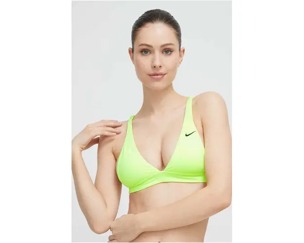 Nike sutien de baie Essential culoarea verde, cupa moale