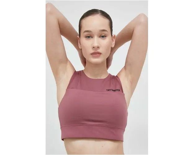 New Balance sutien sport Shape Shield culoarea roz, neted