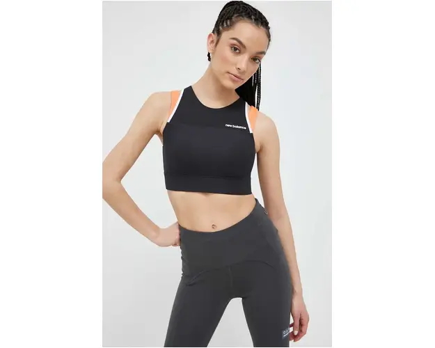 New Balance sutien sport Shape Shield culoarea negru, neted