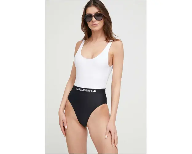 Karl Lagerfeld costum de baie dintr-o bucata culoarea alb, cupa moale