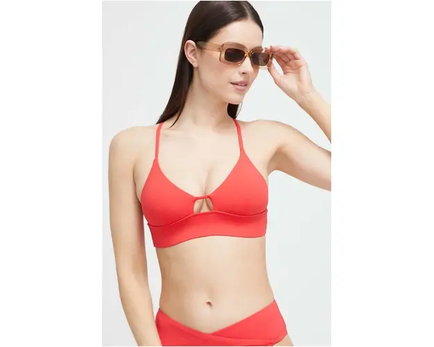 Casall sutien de baie culoarea rosu, cupa usor rigidizata