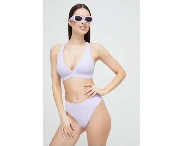 Casall sutien de baie culoarea violet, cupa moale