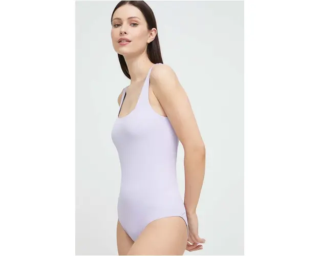 Casall costum de baie dintr-o bucata culoarea violet, cupa moale